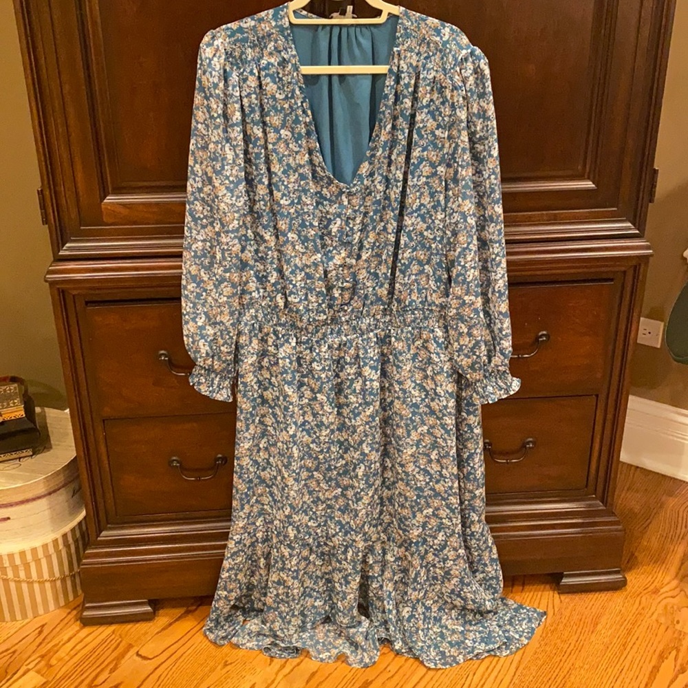 1. State high low long sleeve midi/maxi dress